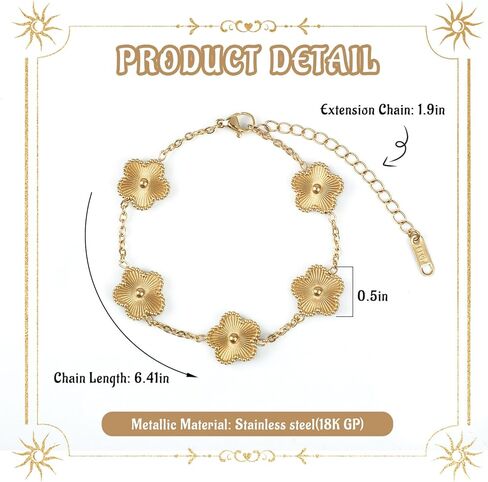 18K Gold Plated Clover Bracelet, Lucky Clover Bracelet Bangle Set For Women in Kuwait