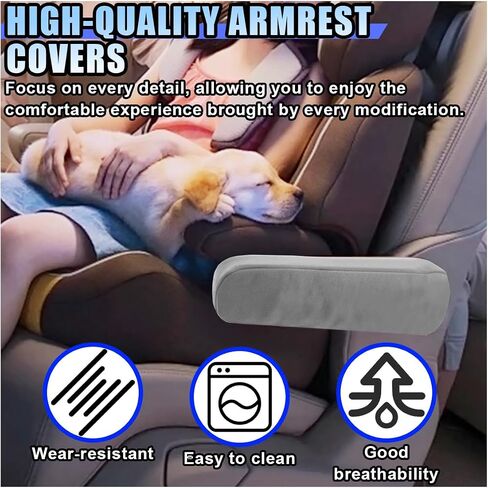 2PCS Car Front Seat Armrest Covers, Auto Seat Arm Rest Protector Replacement, Soft Elastic Fabric Armrest Covers, Vehicle Interior Decor Accessories (Black) in Saudi Arabia