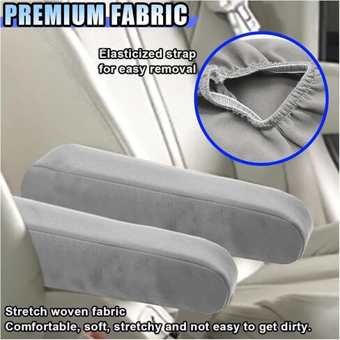 2PCS Car Front Seat Armrest Covers, Auto Seat Arm Rest Protector Replacement, Soft Elastic Fabric Armrest Covers, Vehicle Interior Decor Accessories (Black) in Saudi Arabia