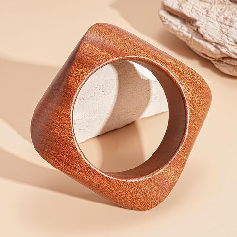 Handmade Chunk Wooden Bangle Bracelets for Women Retro Rivet Big Wide Cuff Stackable Bracelet Set Brown Wood Grain Geometry Statement Bracelet Bohemian Wooden Jewelry in Kuwait