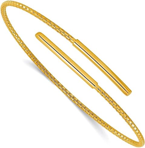 JewelryWeb 1.75mm 925 Sterling Silver Gold Plated Polished Bypass Cuff Stackable Bangle Bracelet-Cuff-Bracelet for Women in Saudi Arabia