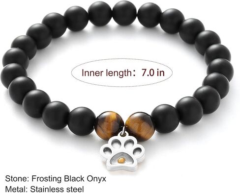 Memorial Gifts for Loss of Pet’s Mom Pet Keepsake Dog Cat Paw Charm Natural Stone Bracelet Remembrance Gift for Women in Kuwait