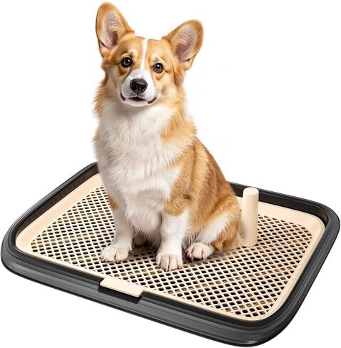 Large 23.6"x17.7" Dog Potty Tray, Indoor Pet Pee Pad Holder with Mesh Floor,Bathroom Dog Litter Box, Pet Toilet (Gray) in Saudi Arabia