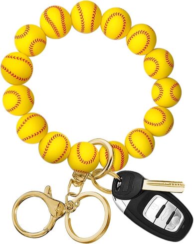 Handmade Wristlet Keychain, Key Ring Bracelet for Women, Bangle Key Chain Holder,Silicone Beads Key Ring in Saudi Arabia