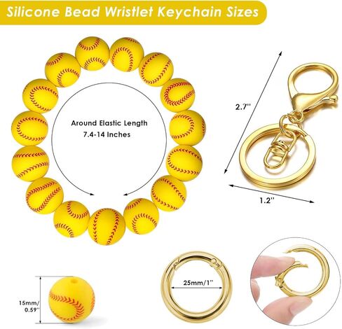 Handmade Wristlet Keychain, Key Ring Bracelet for Women, Bangle Key Chain Holder,Silicone Beads Key Ring in Saudi Arabia