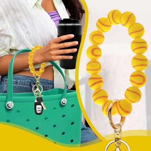 Handmade Wristlet Keychain, Key Ring Bracelet for Women, Bangle Key Chain Holder,Silicone Beads Key Ring in Saudi Arabia
