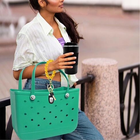 Handmade Wristlet Keychain, Key Ring Bracelet for Women, Bangle Key Chain Holder,Silicone Beads Key Ring in Saudi Arabia