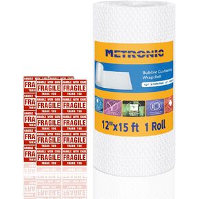 Metronic Bubble Cushioning Wrap 2 Pack 12 Inch x 72ft Total, Dense Bubble Packing Air Wrap Clear Bubble Packing Roll for Shipping and Moving Supplies, Perforated Every 12" in Saudi Arabia