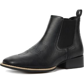 Cowboy Boots For Men Square Toe Ankle Western Boots Retro Slip On Chelsea Boot Casual Dress Boot in Saudi Arabia