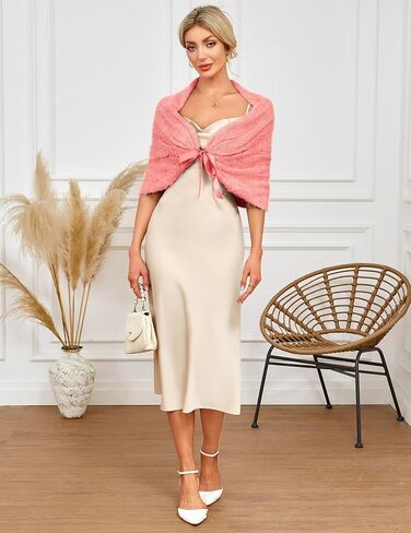 BB & KK المرأة شال محبوك يلتف الشتاء الزفاف الزفاف سرق تتغاضى حفلة الكتف كريم وشاح التفاف فستان دافئ التستر in Kuwait