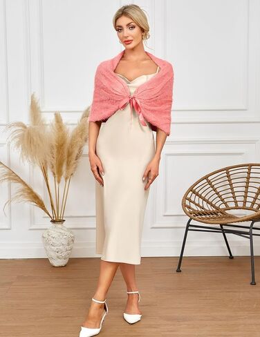 BB & KK المرأة شال محبوك يلتف الشتاء الزفاف الزفاف سرق تتغاضى حفلة الكتف كريم وشاح التفاف فستان دافئ التستر in Kuwait