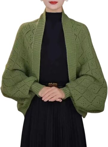 Habituatl Fashion Hollow out Knitted Shawl Coat - 2025 New Women's Soft Knitted Shawl, Scarf with Sleeves in Saudi Arabia