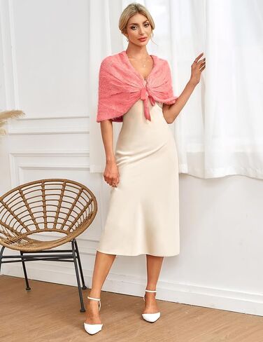 BB & KK المرأة شال محبوك يلتف الشتاء الزفاف الزفاف سرق تتغاضى حفلة الكتف كريم وشاح التفاف فستان دافئ التستر in Kuwait