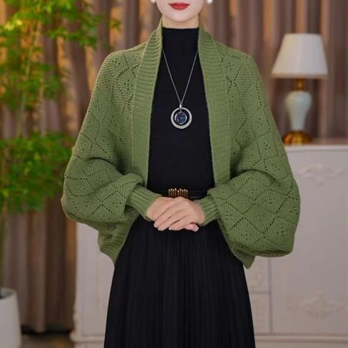 Habituatl Fashion Hollow out Knitted Shawl Coat - 2025 New Women's Soft Knitted Shawl, Scarf with Sleeves in Saudi Arabia
