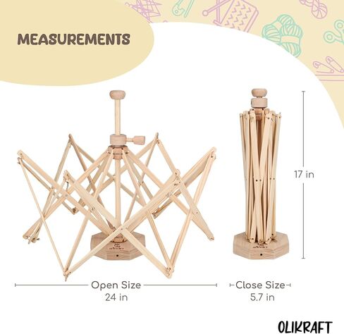 Olikraft Wooden Yarn Swift - Lightweight Reverse Yarn Umbrella Swifts, Yarn Ball Swift, Skein Winder, Part of Yarn Winder and Swift Set in Kuwait