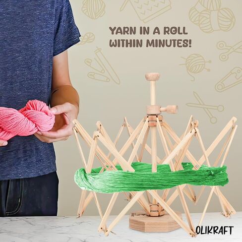 Olikraft Wooden Yarn Swift - Lightweight Reverse Yarn Umbrella Swifts, Yarn Ball Swift, Skein Winder, Part of Yarn Winder and Swift Set in Kuwait