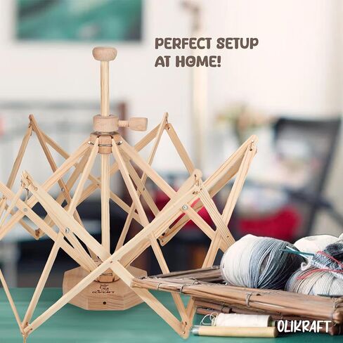 Olikraft Wooden Yarn Swift - Lightweight Reverse Yarn Umbrella Swifts, Yarn Ball Swift, Skein Winder, Part of Yarn Winder and Swift Set in Kuwait