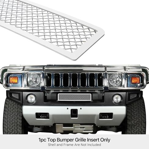 APS متوافق مع Hummer H2 2003-2007 المصد السفلي من الفولاذ المقاوم للصدأ شبكة سوداء برشام ترصيع شبكة الشواية الأمامية إدراج CL6580H in Kuwait