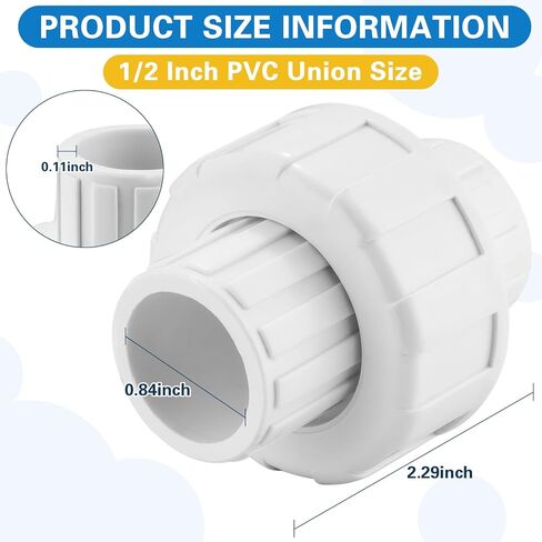 1-1/2" PVC Union Pipe Fitting,PVC Adapter(Socket x Socket),EPDM O-Ring,2 Pack in Saudi Arabia