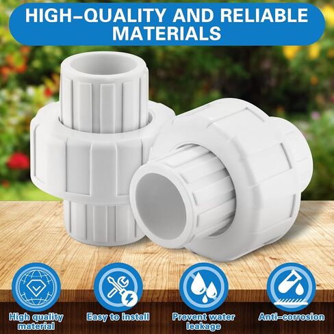 1-1/2" PVC Union Pipe Fitting,PVC Adapter(Socket x Socket),EPDM O-Ring,2 Pack in Saudi Arabia