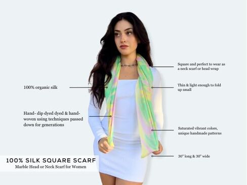 وشاح حريري Humble Hilo مصنوع من الحرير بنسبة 100% ومزيج من الحرير الحقيقي مصبوغ يدويًا بواسطة الحرفيات الإناث in Kuwait