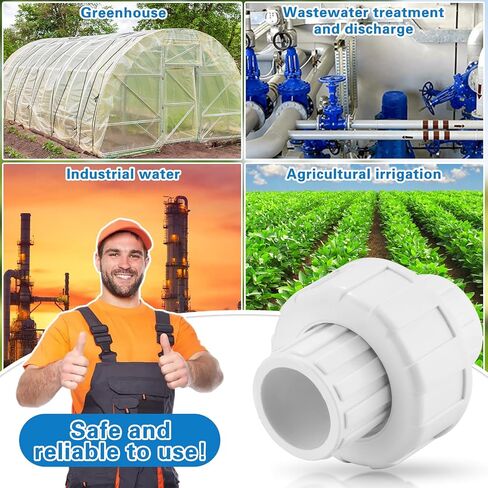 1-1/2" PVC Union Pipe Fitting,PVC Adapter(Socket x Socket),EPDM O-Ring,2 Pack in Saudi Arabia