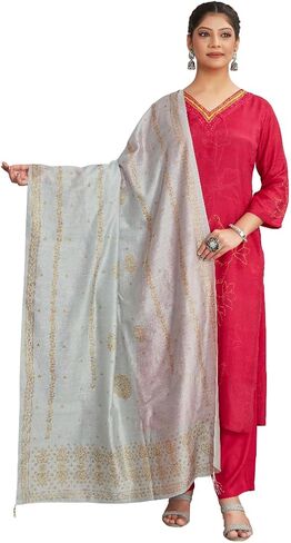 الزفاف الهندي العرقي خاري طباعة ملابس الزفاف الاحتفالية وشاح شال ناعم أنيق دوباتا للنساء (دوباتا فقط) in Kuwait
