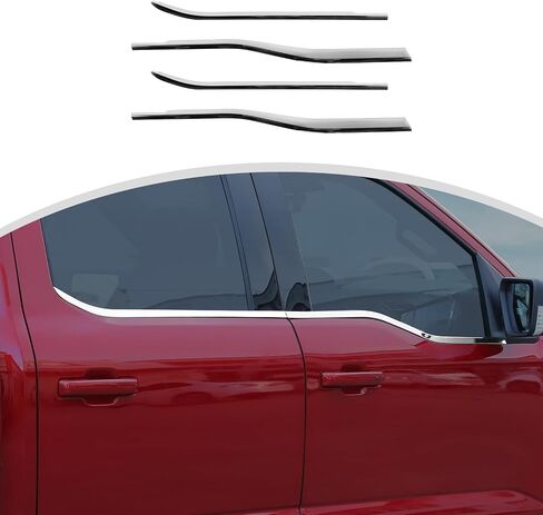 إطار شرائط عتبة النافذة السفلية من CheroCar لـ F150، واقيات المطر المتينة لسيارة Ford F150 2021 2022 2023 2024 2025، قطع غيار السيارات المقولبة لنافذة الباب in Saudi Arabia