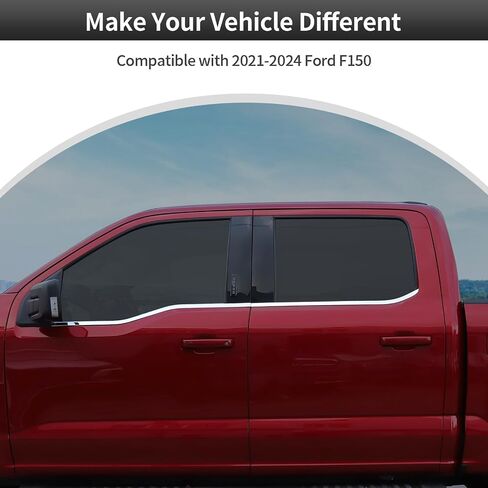 إطار شرائط عتبة النافذة السفلية من CheroCar لـ F150، واقيات المطر المتينة لسيارة Ford F150 2021 2022 2023 2024 2025، قطع غيار السيارات المقولبة لنافذة الباب in Saudi Arabia