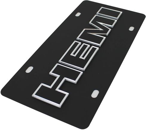 Name Badge On Carbon Stainless Steel License Plate for Hemi (Black) in Saudi Arabia