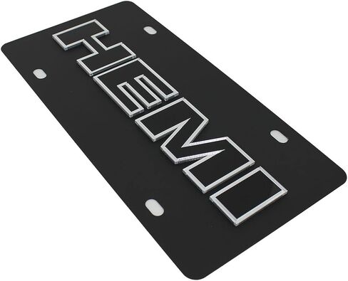 Name Badge On Carbon Stainless Steel License Plate for Hemi (Black) in Saudi Arabia