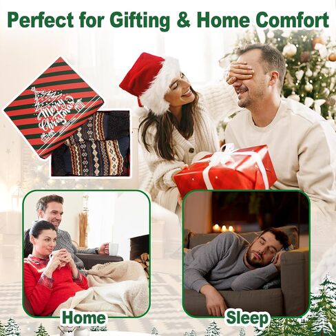 Mens Slipper Socks with Grippers, Winter Gift Warm Thermal Fuzzy with Non Slip Floor Home Socks US 9-12 in Kuwait