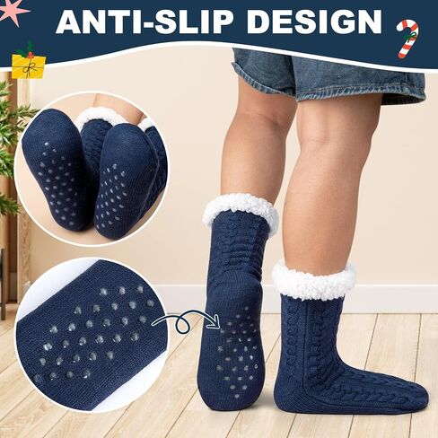 Mens Slipper Socks with Grippers, Winter Gift Warm Thermal Fuzzy with Non Slip Floor Home Socks US 9-12 in Kuwait