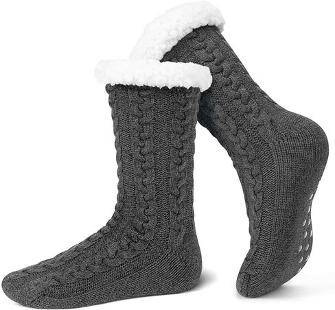 Mens Slipper Socks with Grippers, Winter Gift Warm Thermal Fuzzy with Non Slip Floor Home Socks US 9-12 in Kuwait