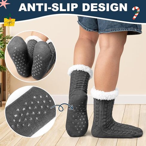 Mens Slipper Socks with Grippers, Winter Gift Warm Thermal Fuzzy with Non Slip Floor Home Socks US 9-12 in Kuwait
