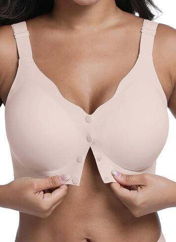 HiMONE Wireless Bras for Women Full Coverage No Underwire Smoothing Bra Comfort Lift Bra with Wide Straps Front Buckle in Saudi Arabia