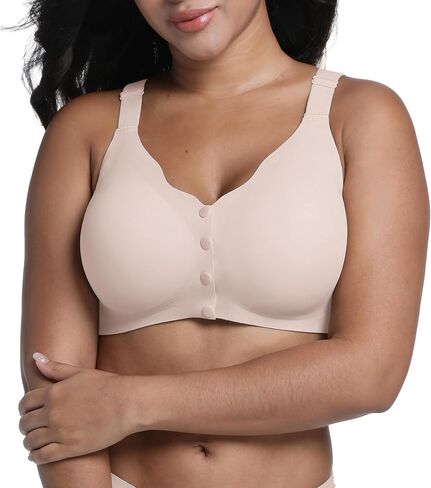 HiMONE Wireless Bras for Women Full Coverage No Underwire Smoothing Bra Comfort Lift Bra with Wide Straps Front Buckle in Saudi Arabia