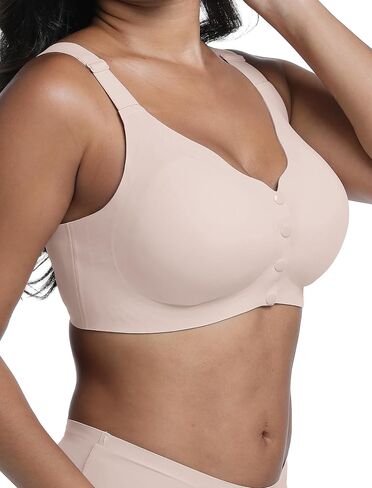 HiMONE Wireless Bras for Women Full Coverage No Underwire Smoothing Bra Comfort Lift Bra with Wide Straps Front Buckle in Saudi Arabia