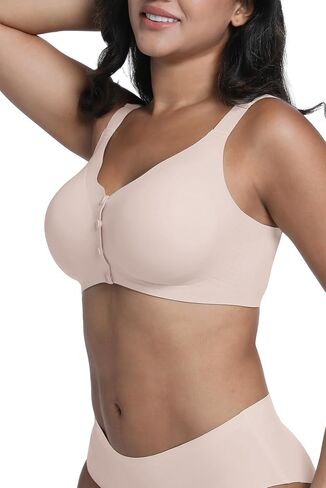 HiMONE Wireless Bras for Women Full Coverage No Underwire Smoothing Bra Comfort Lift Bra with Wide Straps Front Buckle in Saudi Arabia