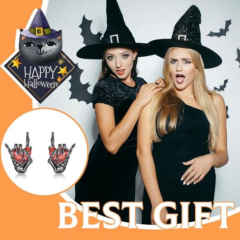Halloween Earrings for Women Skull Skeleton Hand Stud Earrings Crystal Skull Spiders Goth Jewelry for Women Unique Halloween Costume in Saudi Arabia