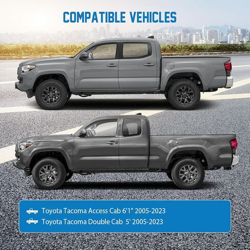 غطاء شاحنة مقاوم للماء لسيارة Toyota Tacoma - كابينة وصول 6 بوصات وكابينة مزدوجة 5 بوصات (2005-2023)، كابينة ممتدة 6 بوصات (2024-2025) - غطاء بيك اب خارجي مناسب لجميع الأحوال الجوية مع باب بسحاب، وأشرطة مقاومة للرياح وأشعة الشمس/الأشعة فوق البنفسجية in Saudi Arabia