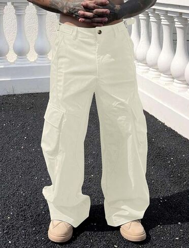 ZAFUL Men Cargo Pants Casual Baggy Track Pants Y2K Wide-Leg Trousers Streetpants in Saudi Arabia