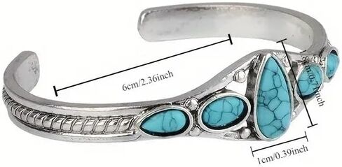 Stainless Steel Turquoise Bracelet - Elegant French Light Luxury, Adjustable Synthetic Stone Bangle for Women, Ideal Gift for Parties, Holidays, and Everyday Wear in Saudi Arabia
