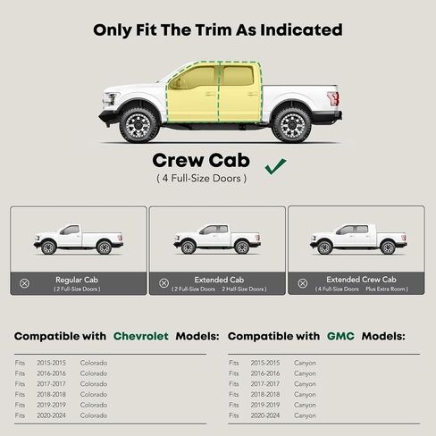 YHTAUTO 3 بوصات للجري بخطوات جانبية متوافقة مع موديلات Chevy & GMC - كولورادو، كانيون 15-24، كابينة الطاقم، كروم مصقول مستدير من الفولاذ المقاوم للصدأ، قضبان جانبية لكابينة الشاحنة ملحقات الطرق الوعرة in Saudi Arabia