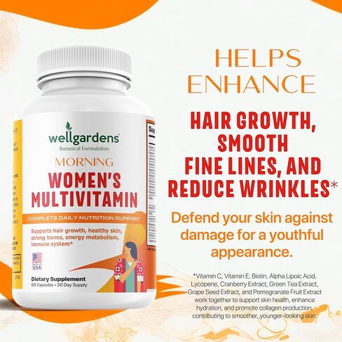 100% Pure Multivitamin for Women + Hair Growth Vitamins - Biotin, Vitamins, Minerals, Antioxidant Complex - Supports Hair Growth, Healthy Skin, Strong Bones, Immune System - Ages 18+ | 60 Capsules in Saudi Arabia