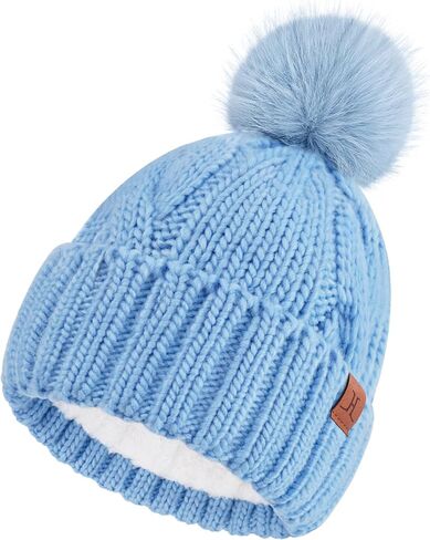 FZ FANTASTIC ZONE Womens Pom Pom Winter Hat Warm Cable Knit Beanie Hats for Women Skull Cap with Thick Fleece Lined Gifts in Saudi Arabia