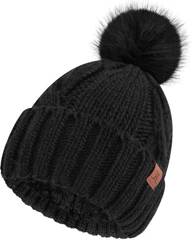 FZ FANTASTIC ZONE Womens Pom Pom Winter Hat Warm Cable Knit Beanie Hats for Women Skull Cap with Thick Fleece Lined Gifts in Saudi Arabia