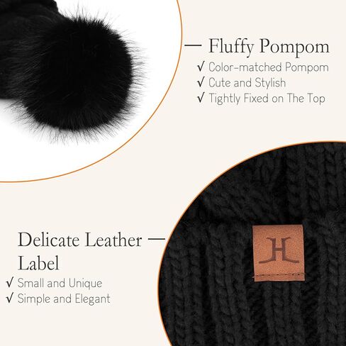 FZ FANTASTIC ZONE Womens Pom Pom Winter Hat Warm Cable Knit Beanie Hats for Women Skull Cap with Thick Fleece Lined Gifts in Saudi Arabia