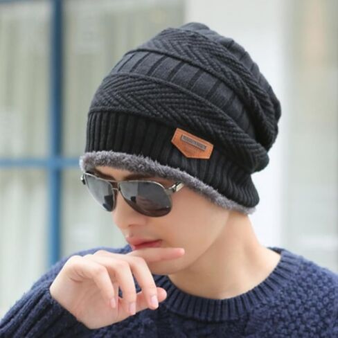 Winter Outdoor Windproof Hat, Warm Knitted Cap Fleece Lining Caps, Snow Skiing Hat for Men Women in Saudi Arabia