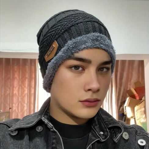 Winter Outdoor Windproof Hat, Warm Knitted Cap Fleece Lining Caps, Snow Skiing Hat for Men Women in Saudi Arabia